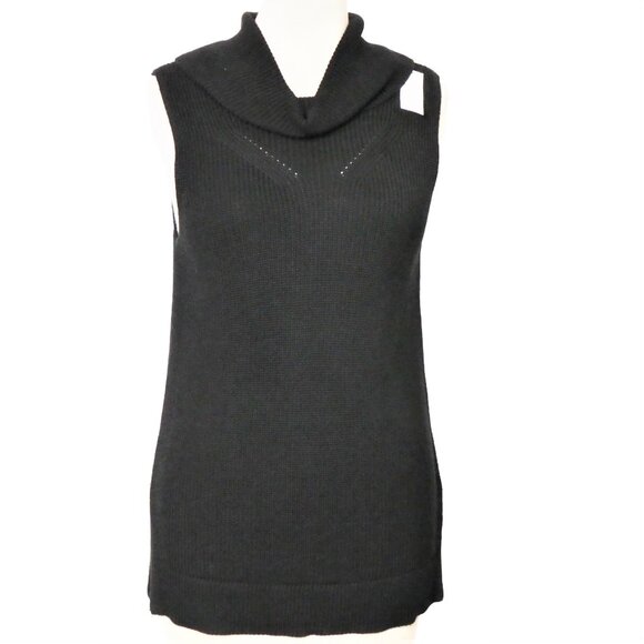Banana Republic Black Cowl Neck Tunic Sweater Vest Size M - Picture 1 of 9
